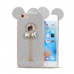 Wholesale iPhone 7 Minnie Diamond Star Charm Necklace Strap Case (Silver)